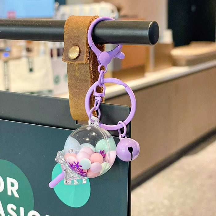 Wholesale Creative oil colored bead lollipop keychain cute cartoon car couple bag pendant small gift