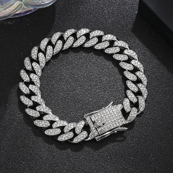 Wholesale Alloy Heavy Industry Full Diamond Cuban Chain Diamond Set Necklace
