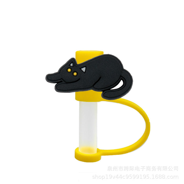 Wholesale Cute cartoon straw cover, silicone straw cap, tube cover decoration, compatible with water cup, straw, dust cap