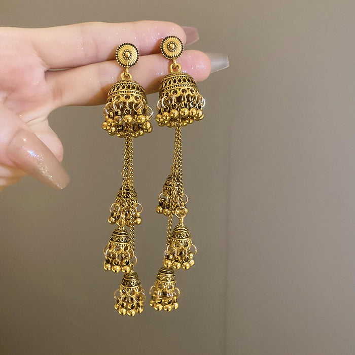 Wholesale metal wind chime tassel earrings high-end earrings for women