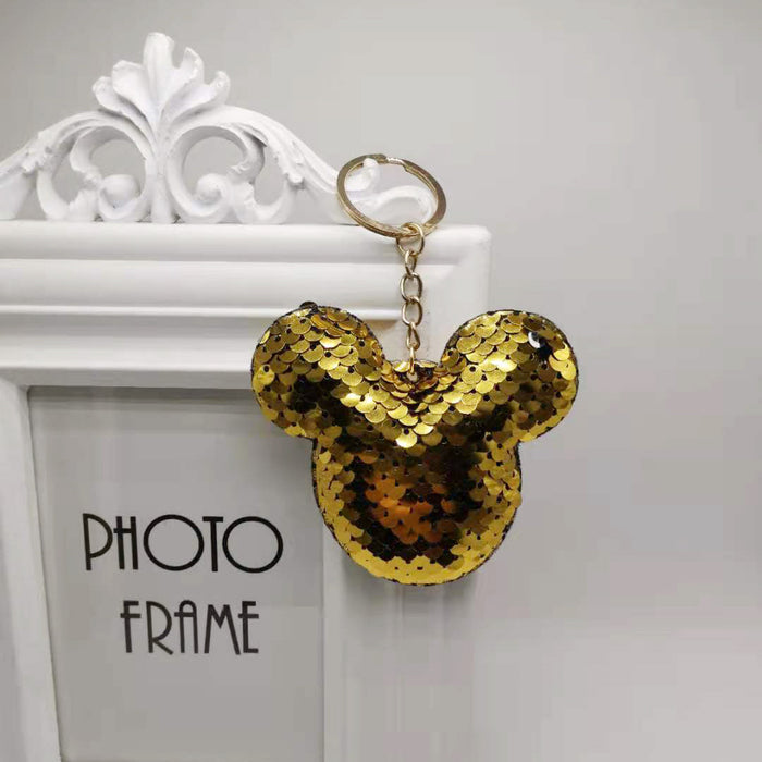 Wholesale Reflective glitter keychain pendant cartoon car keychain bag decoration