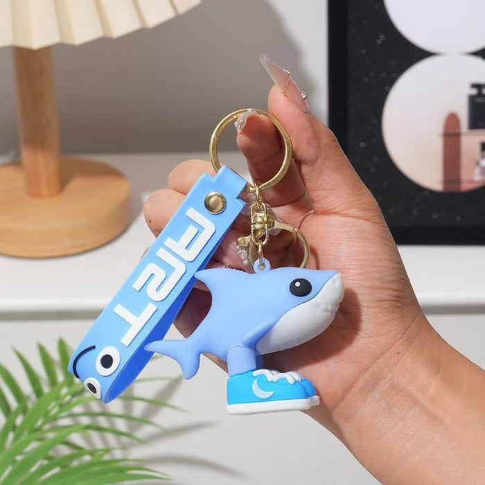 Wholesale Cute PVC cartoon hot-selling shark and stick figure keychains