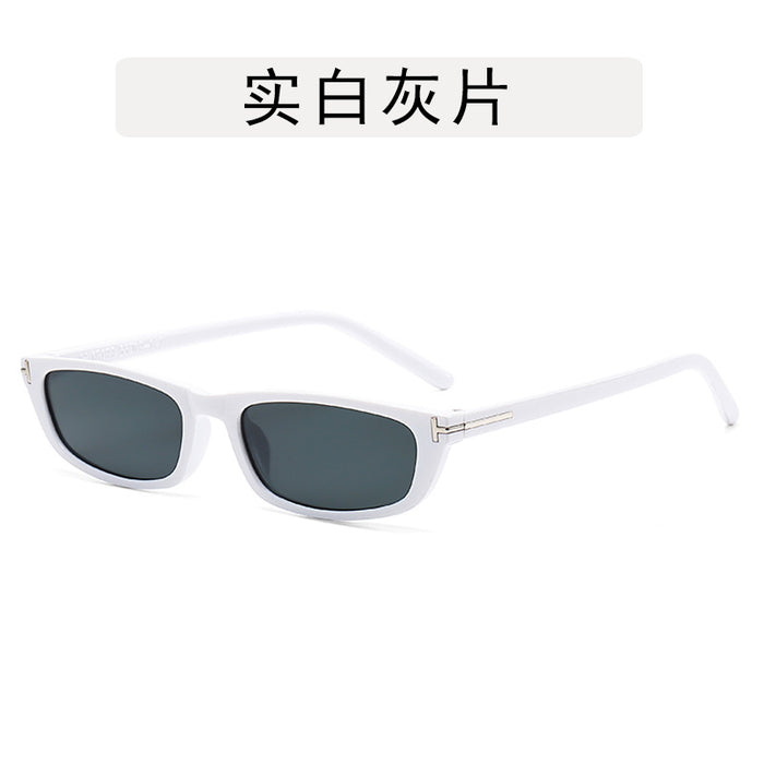 Wholesale Retro small frame T-shaped sunglasses, new fashionable square narrow frame sunglasses, trendy sun protection street photography glasses