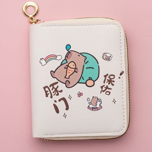 Wholesale Cute Cartoon Short PU Capi Bara Children Student Simple Coin Purse Card Holder Wallet JDC-WT-QT003