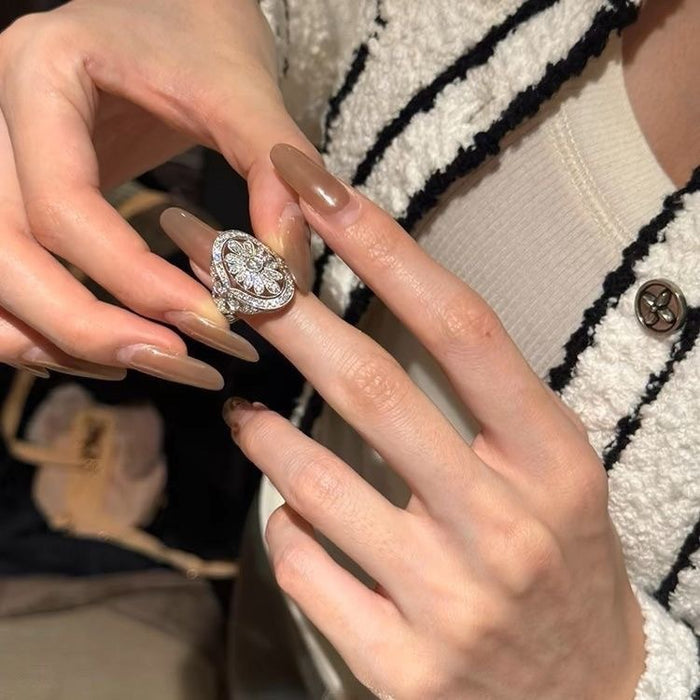 Wholesale Zircon Flower Open Ring