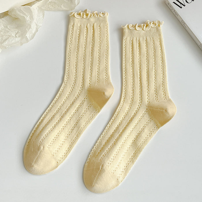 Wholesale Socks pile socks thin hollow mesh breathable mid tube socks