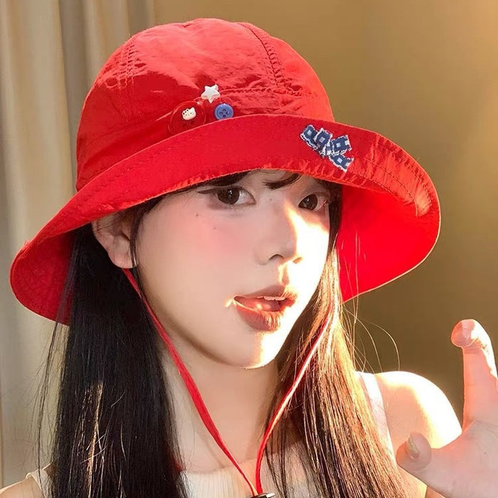 Wholesale Wholesale bow button quick drying fisherman hat, thin version, breathable flip eave basin hat, sunshade and sun protection hat