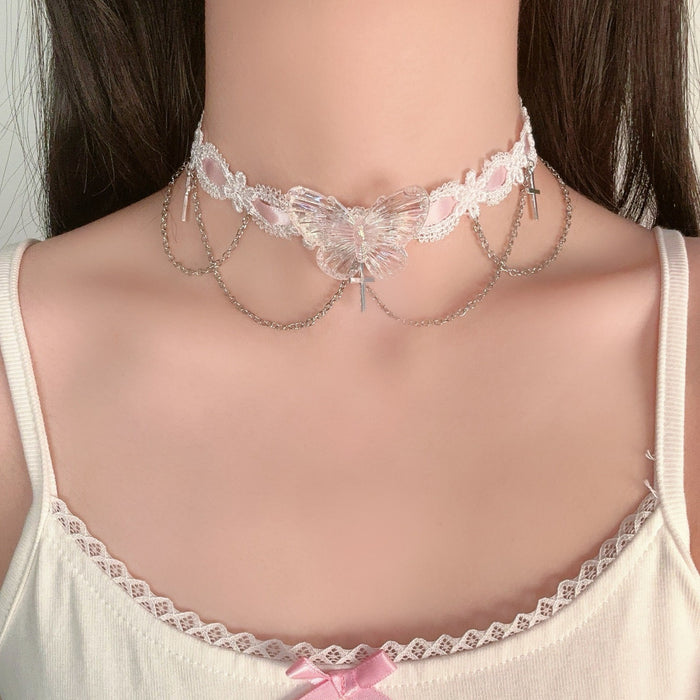 Wholesale Lace necklace cross collarbone chain personalized creative collar