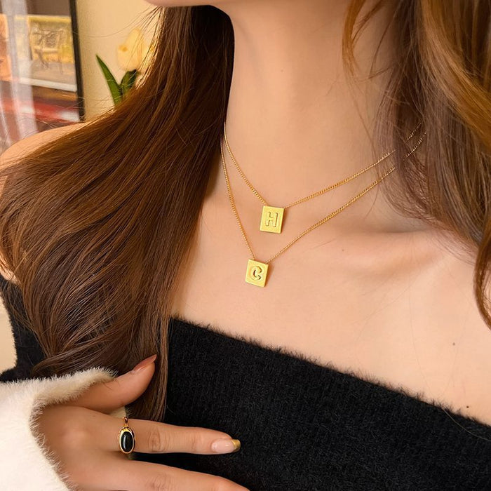 Wholesale Letter necklace gold plated clavicle chain