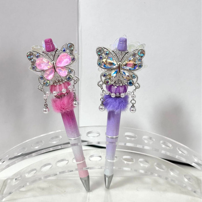 Wholesale Rhinestone Beaded Butterfly Flower Pen Accessory for Everyday Use