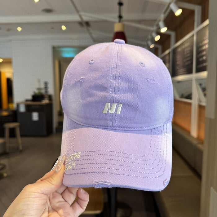 Wholesale Broken hole hat, washed baseball cap, casual embroidered letter duckbill cap, new season sun hat