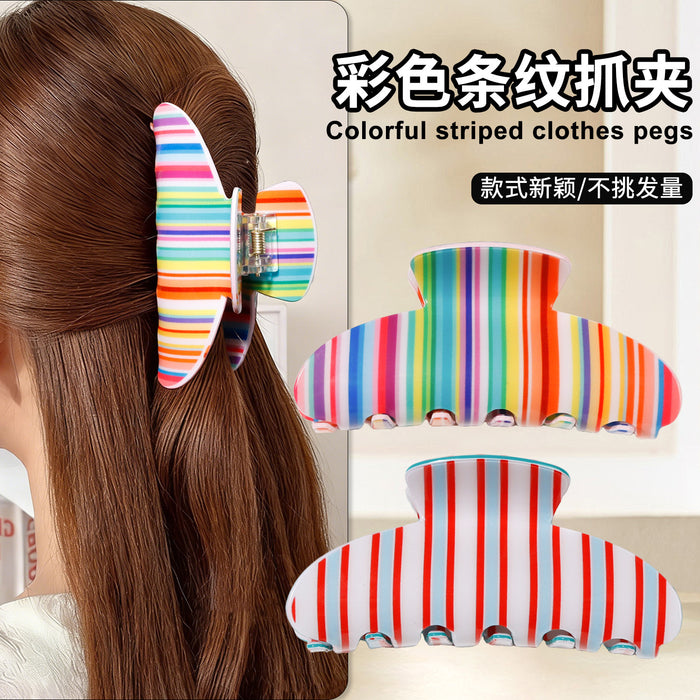 Wholesale Striped Shark Clip PVC Hair Claw Fashion Accessory For Everyday Styling And Boutique Resale