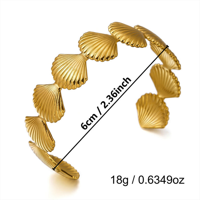 Wholesale Stylish Stainless Steel Open Cuff Bracelet Gold Plated Geometric Cutout Design