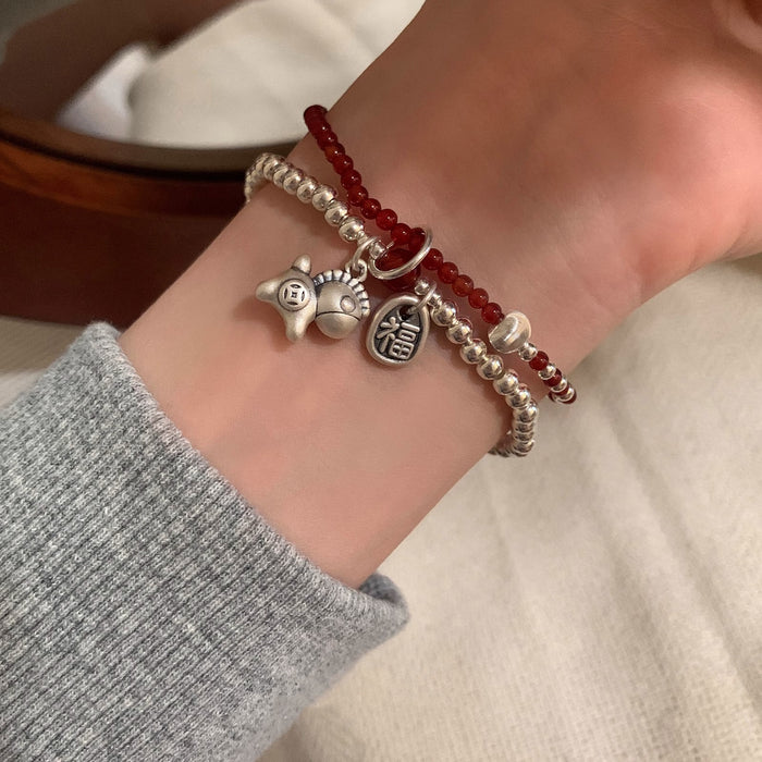 Wholesale Pure silver bracelet, bead, niche temperament, versatile accessory