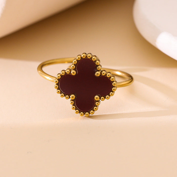 Wholesale Four-Leaf Ring for Women,  New Adjustable Opening,  Small,  Fresh and Compact Design Jewelry