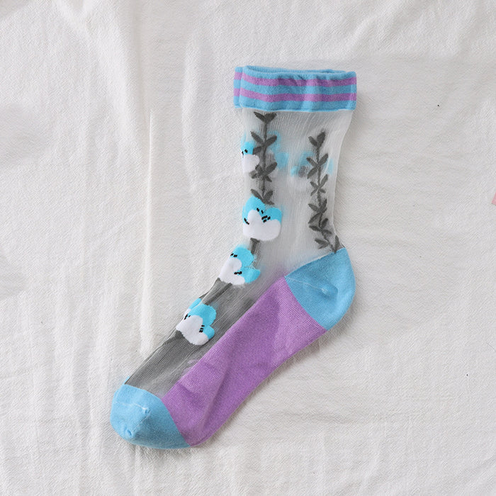 Wholesale Women's socks with mid tube design, cotton socks, breathable ice stockings