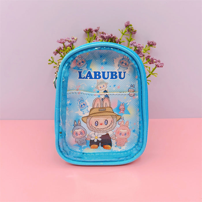 Wholesale Coin Purse Pendant Small Storage Bag Cartoon Canvas Double-Layer Transparent Cosmetic Storage Bag