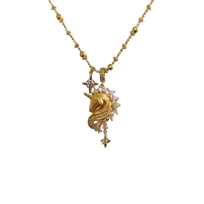 Wholesale Unicorn Seahorse Necklace Women's High-end Pendant Necklace