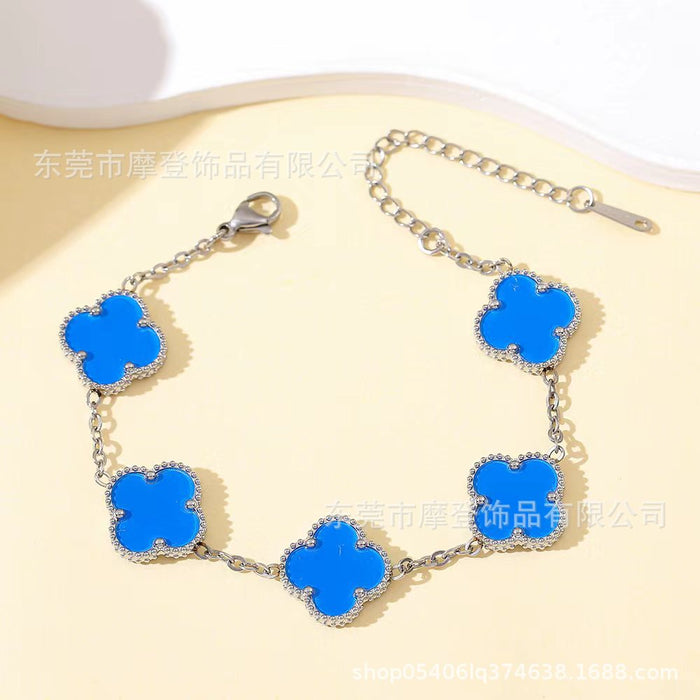 Wholesale titanium steel four-leaf clover bracelet JDC-BT-Modeng002