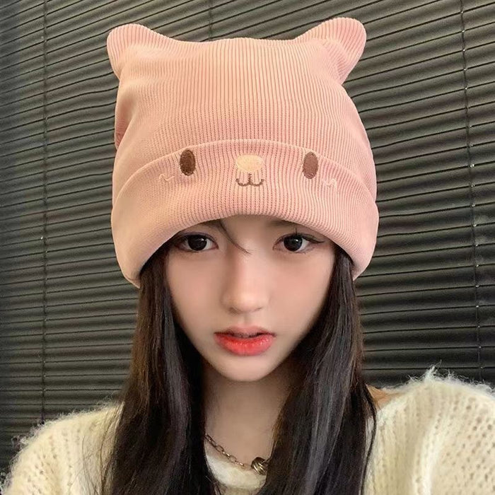 Wholesale Autumn and Winter Pile Hats Cute Cat Wool Knitted Hat JDC-FH-Yiguan002