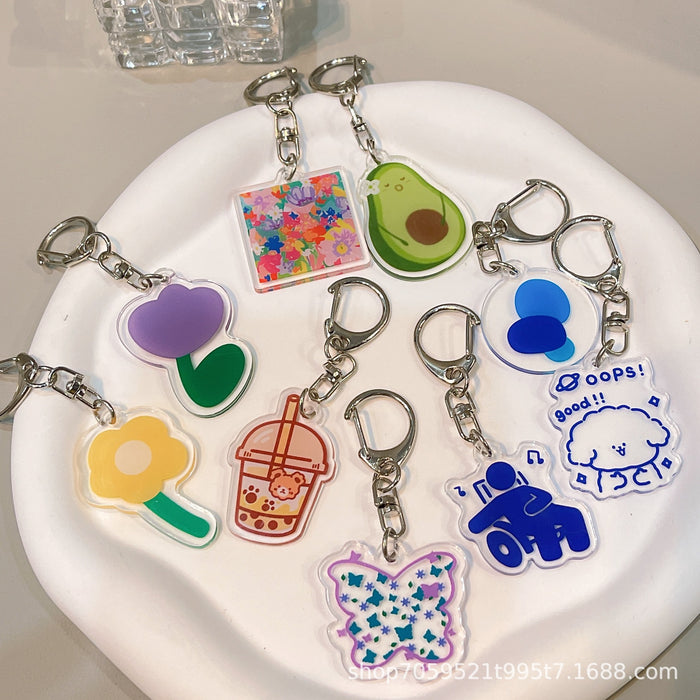 Wholesale Cute Keychain Double-sided Transparent Acrylic Girl Student Bag Accessories Children' s School Bag Couple' s Best Friend Pendant