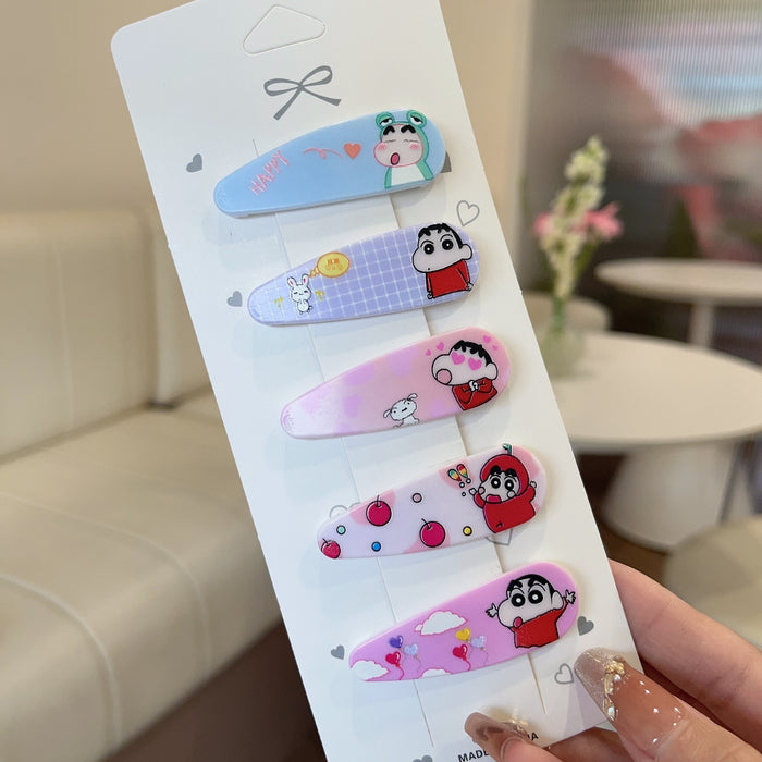 Wholesale 5 PCS Cute cartoon pattern plaid hair clip