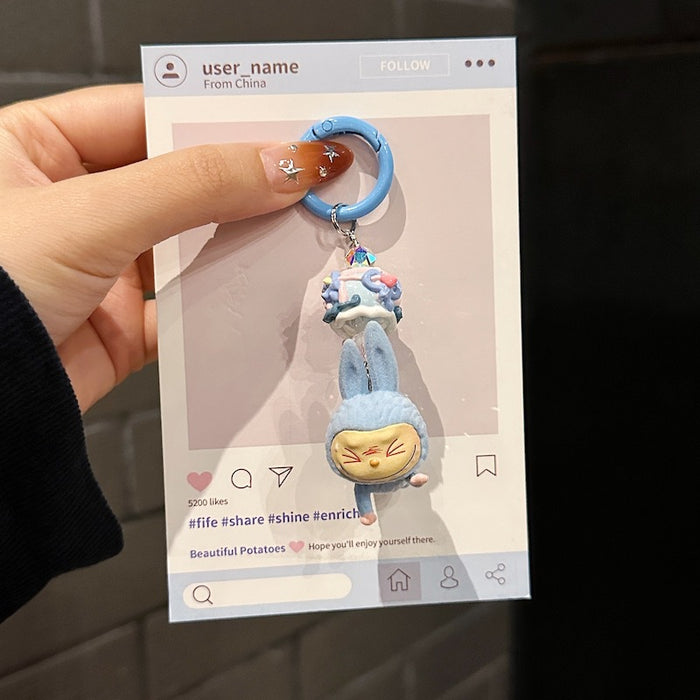 Wholesale Lazy Yoga Series Mobile Phone Chain Stuffed Trendy Light Luxury Bag Pendant Car Keychain