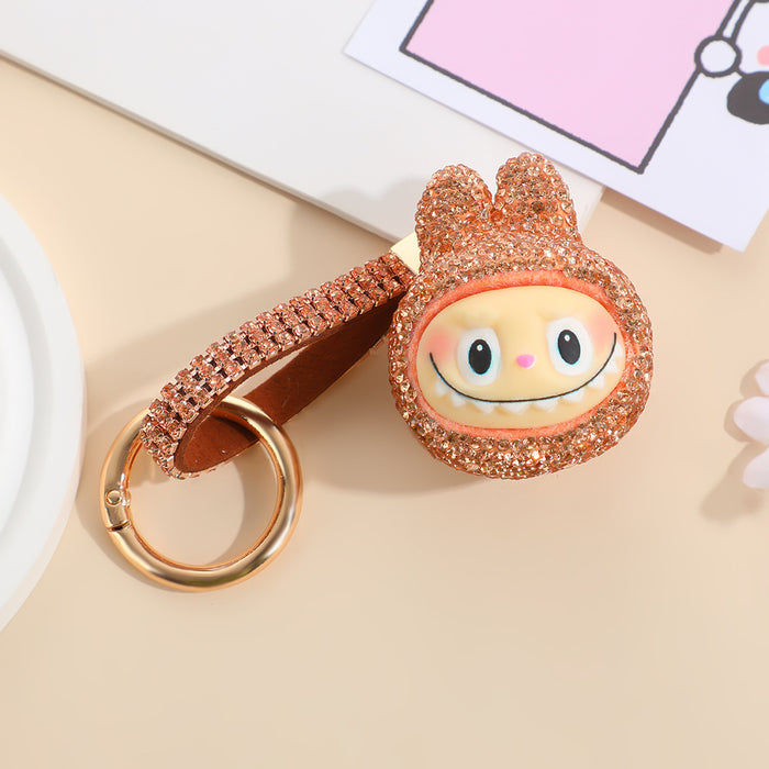 Wholesale DIY rhinestone cartoon doll keychain  Q-version toy key ring