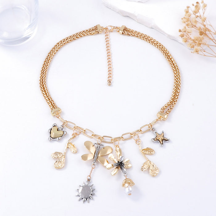 Wholesale Alloy Animal Flower Tassel Pendant Women's Chain Necklace Casual All-match