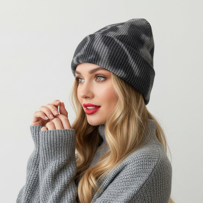 Wholesale Unisex tie-dye knitted beanie hat for winter