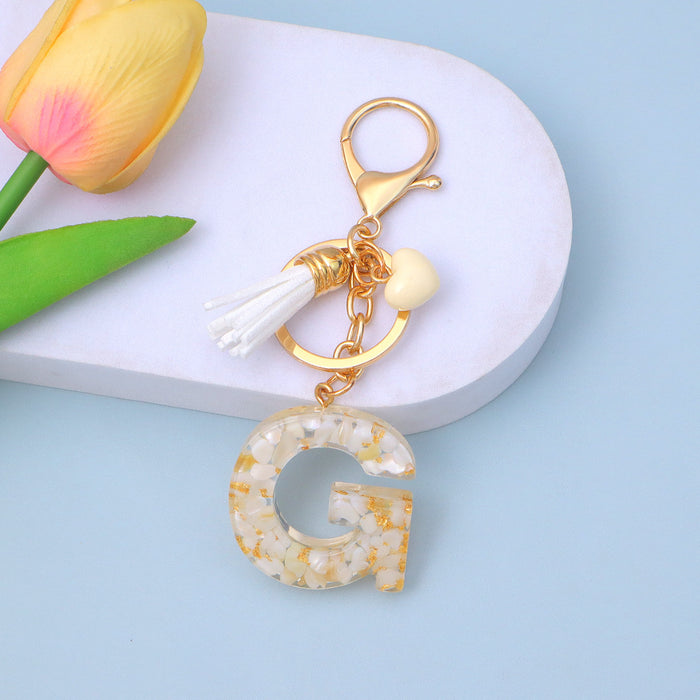 Wholesale New Gold Foil Drop Glue Letter Pendant Keychain Girl Bag Pendant Girlfriend Gift