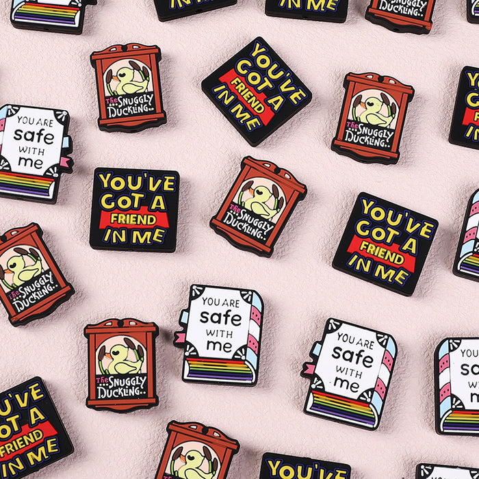 Wholesale 20pcs High color value cartoon letter silicone beads glitter loose beads diy mobile phone chain key chain material beaded pen jewelry