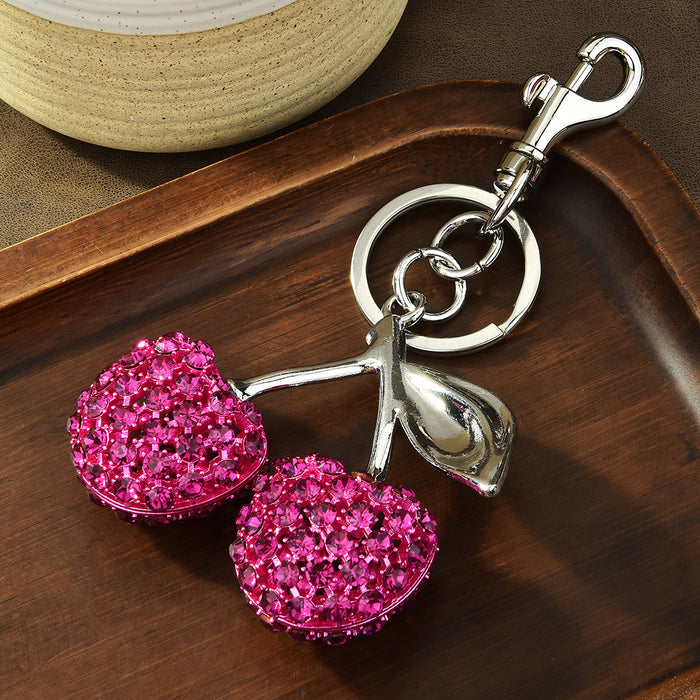 Wholesale lock ring full diamond cherry bag key chain cross-border fruit cherries