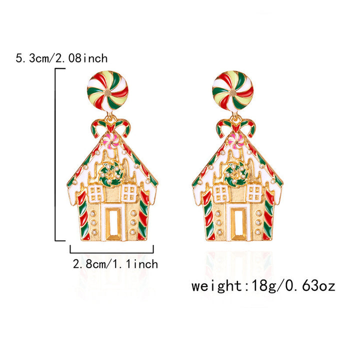 Wholesale Christmas element earrings cartoon full bead snowman earrings inlaid with diamonds light luxury holiday earrings