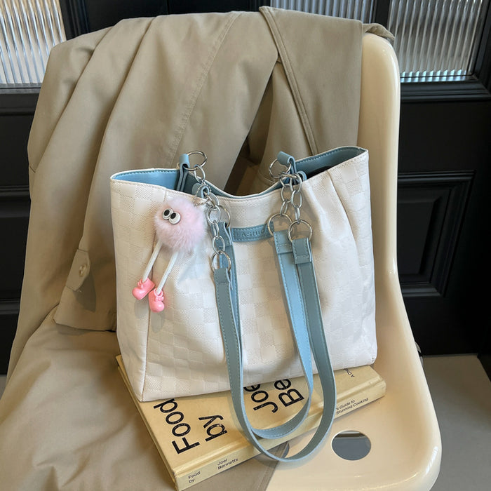 Wholesale Color blocked patchwork shoulder bag commuting tote bag