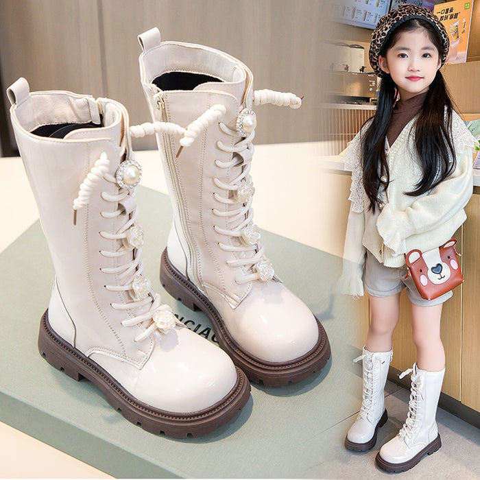 Wholesale Girls' Cotton Boots Princess Fashion High Top with Cotton Insulation Children's Winter New Style for Baby Girls' Boots JDC-KS-SB010