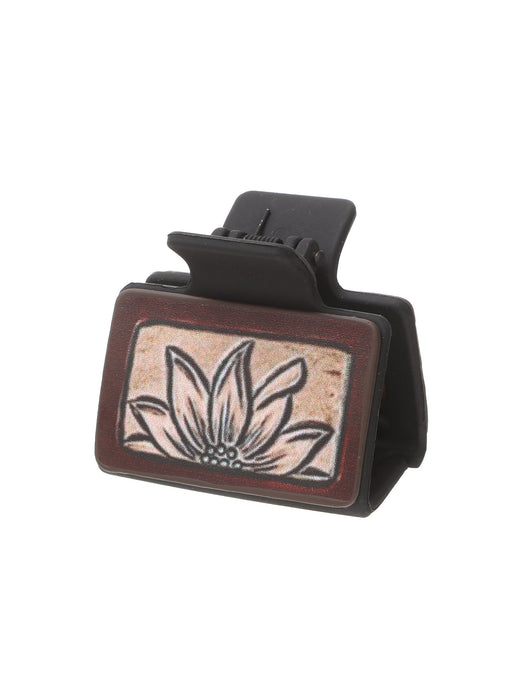 Wholesale Western Style Medium Leather Hairpin Sunflower Shark Clip Women' s Grab Clip