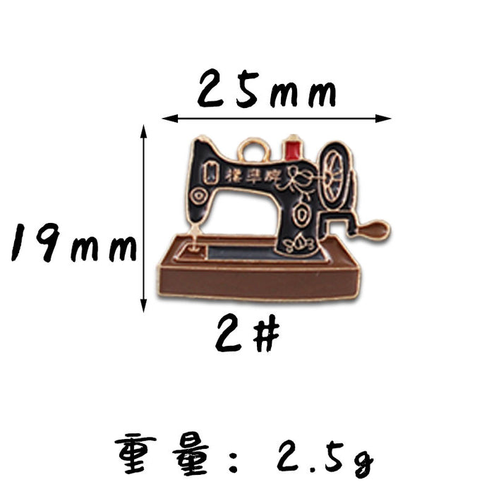 Wholesale 10pcs Nostalgic sewing machine twenty-eight Rod diy alloy oil earrings pendant key chain pendant jewelry accessories