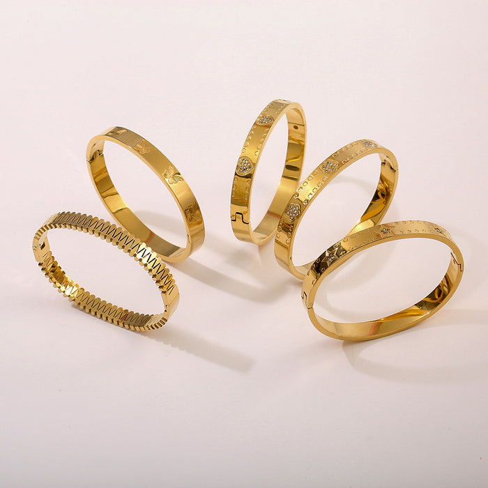 Wholesale Fashionable Classic Zircon Gold Bracelet Vintage Stacked Titanium Steel Bracelet Wholesale