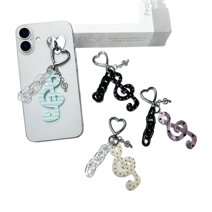 Wholesale Polka dot striped musical note star keychain