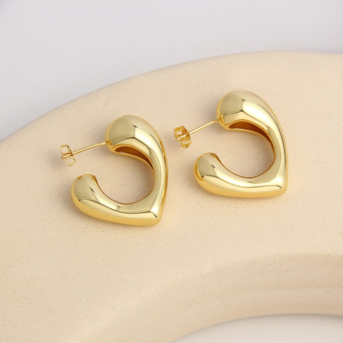 Wholesale Copper Gold Plated Glossy Love Earrings JDC-ES-BaiTian019