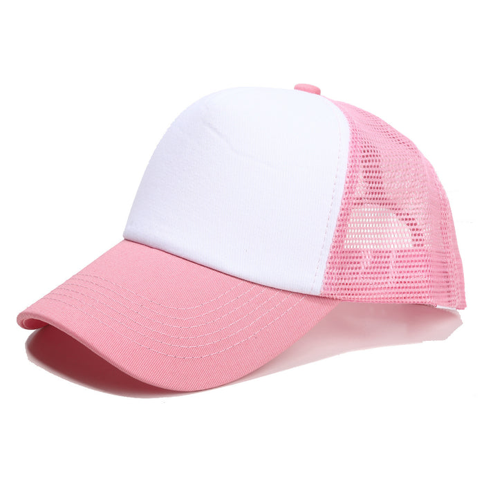 Wholesale Cross-Border Sponge Baseball 5-Piece Soft Top Duckbill Cap Mesh Cap Personalized Embroidered Couple Curved Brim Hat Solid Color Sun Hat