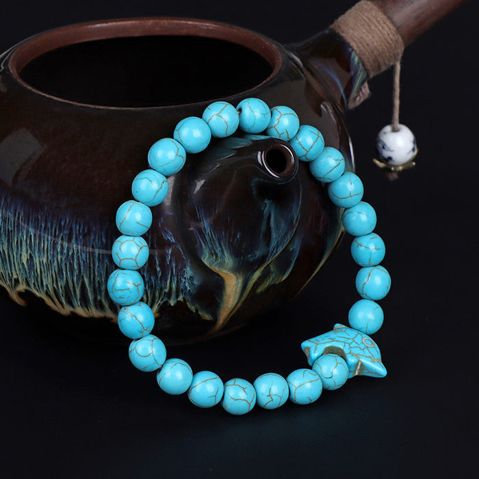 Wholesale Natural Stone Bead Bracelet for Men, Blue Turquoise Dolphin Bracelet for Women JDC-BT-YY001