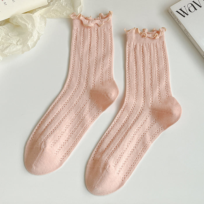 Wholesale Socks pile socks thin hollow mesh breathable mid tube socks
