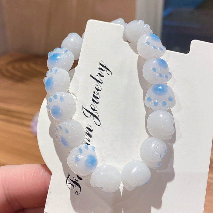 Wholesale Cute Large Resin Cat Claw Bead Bracelet Student Gift MOQ≥2