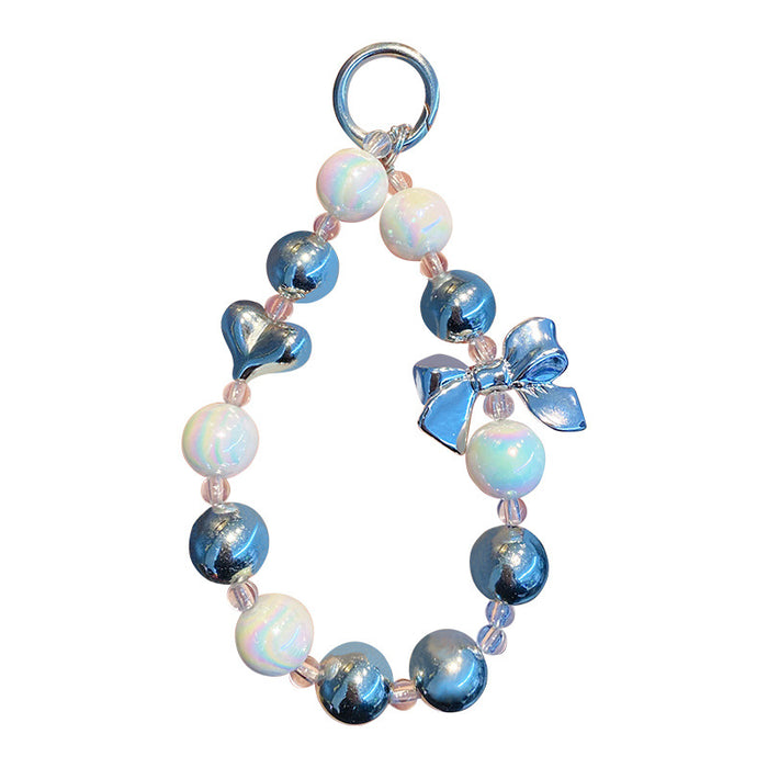 Wholesale Bow Love Bead Keychain Pendant Phone Case Jewelry Hanging Chain