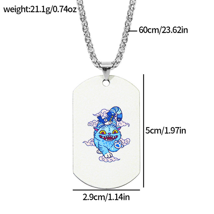 Wholesale K-pop Stainless Steel Metal Printed Pendant Necklace