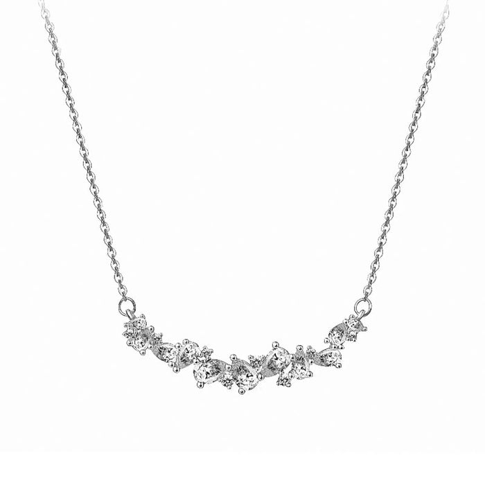 Wholesale Silver necklace for women, niche design, light luxury flower collarbone chain, zircon pendant