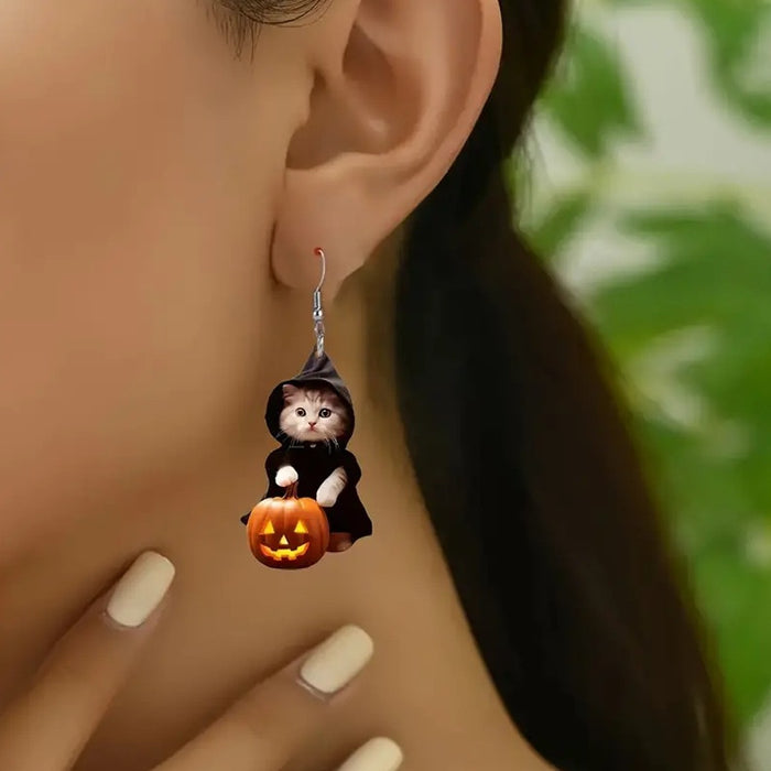 Wholesale Cat Portable Pumpkin Earrings Acrylic Flat Halloween Funny Ghost Ghost Earrings