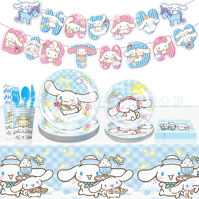 Wholesale Party Supplies  Children' s Cartoon Birthday Decoration Disposable Tableware Cartoon Paper Cup suit